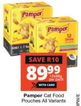 Checkers Pamper Cat Food all variants 12 x 85g offer