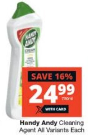 Checkers Handy Andy Cleaning Agent all variants 750ml offer