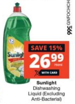 Checkers Sunlight Dishwashing Liquid 750ml offer