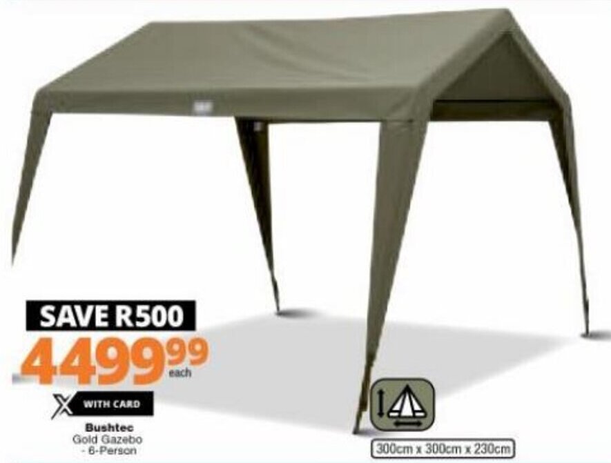Bushtec Adventure Gold Gazebo 6Person 300cm x 300cm x 230cm offer at