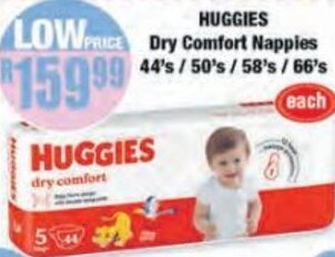 Boxer Huggies Dry Comfort Nappies 44's/50's/58's/66's offer