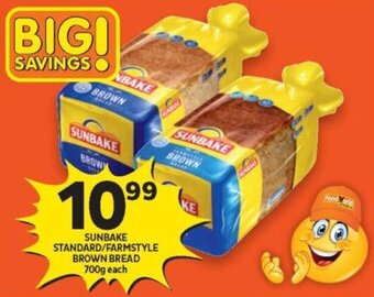 Shoprite Sunbake Standard / Farmstyle Brown Bread 700g offer