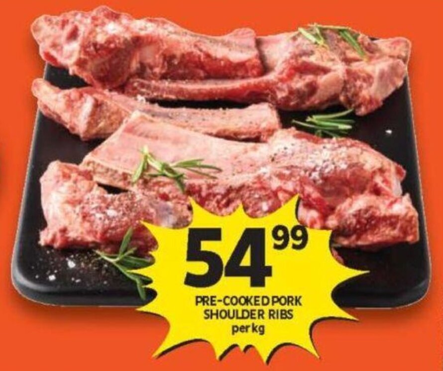 PreCooked Pork Shoulder Ribs per kg offer at Shoprite
