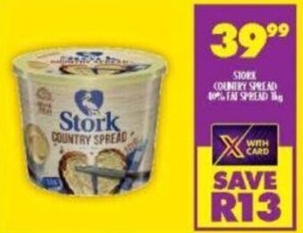 Shoprite Stork Country Spread 40% Fat Spread 1kg offer