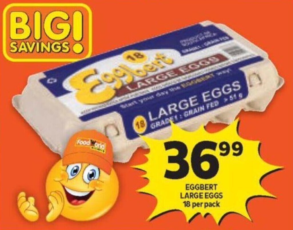 Eggbert Large Eggs 18 per pack offer at Shoprite