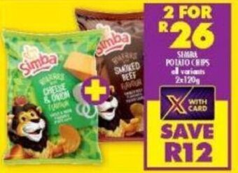 Shoprite Simba Potato Chips all variants 2 x 120g offer
