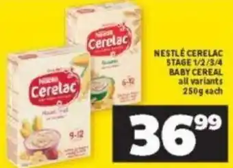 Shoprite Nestlé Cerelac Stage 1/2/3/4 Baby Cereal all variants 250g each offer