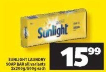 Shoprite Sunlight Laundry Soap Bar all variants 2 x 200g/500g offer