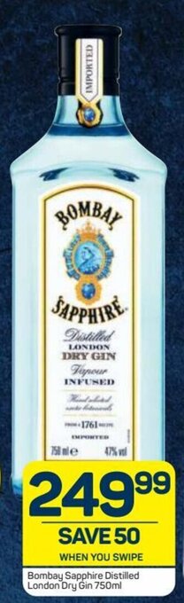Pick n Pay Bombay Sapphire Distilled London Dry Gin 750ml offer