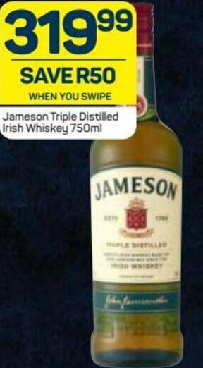 Pick n Pay Jameson Triple Distilled Irish Whiskey 750ml offer