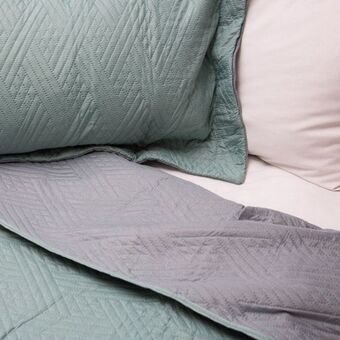 Modern reversible quilt - grey / duck egg