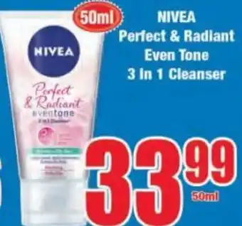 Boxer Nivea Perfect & Radiant Even Tone 3 in 1 Cleaner 50ml offer