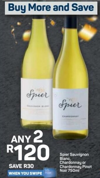 Pick n Pay Spier Sauvignon Blanc, Chardonnay or Chardonnay Pinot Noir 750ml offer