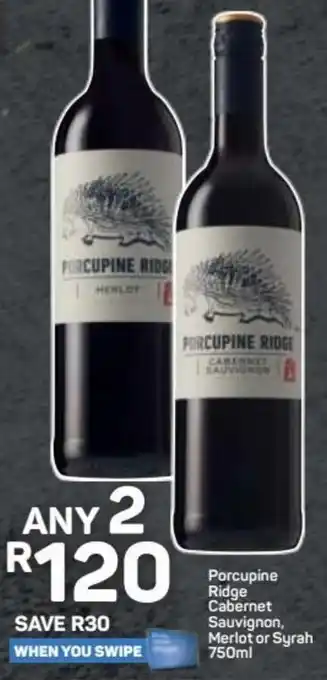 Porcupine Ridge Cabernet Sauvignon, Merlot or Syrah 750ml