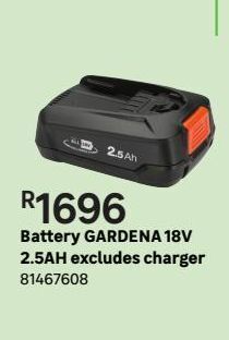Leroy Merlin Battery gardena 18v 2.5ah excludes charger offer