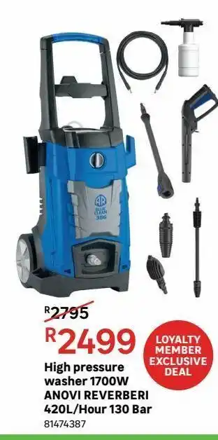 High pressure washer 1700w anovi reverberi 420l/hour 130 bar
