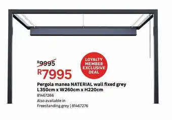 Leroy Merlin Pergola manea naterial wall fixed grey l350cm x w260cm x h220cm offer