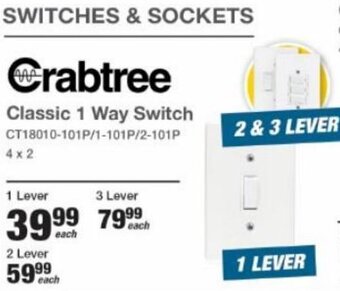 Mica Crabtree Classic 1 Way Switch 1 lever offer