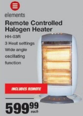 Mica Elements Remote Controlled Halogen Heater offer