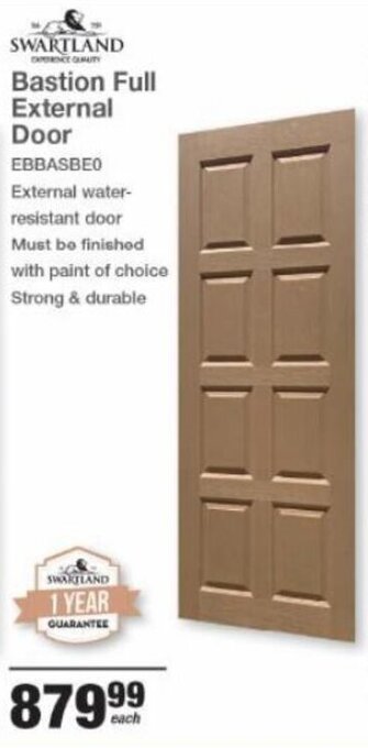 Mica Swartland Bastion Full External Door offer