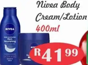 Advance Cash n Carry Nivea Body Cream / Lotion 400ml offer