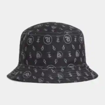 Markham Rj black plain denim with all over print bucket hat offer