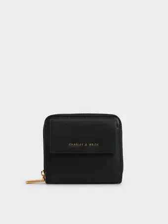 Charles & Keith Front flap zip-around mini wallet - black offer