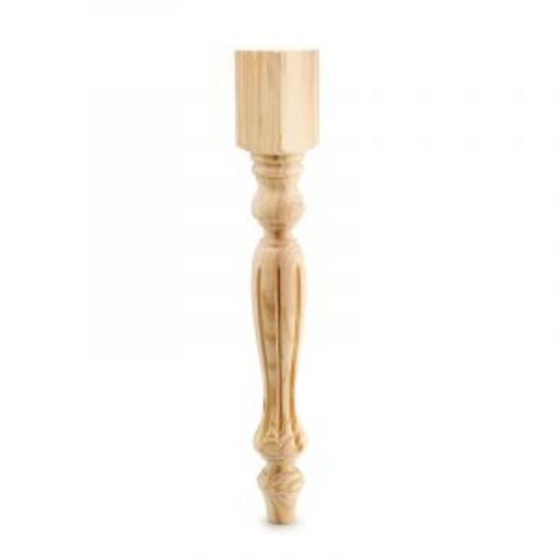Fluted table leg, h750mm x 90mm x 90mm, raw pine offer at Gelmar