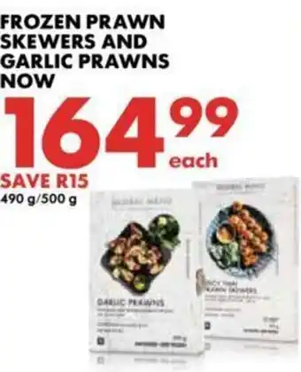 Woolworths Frozen Prawn Skewers and Garlic Prawns 490/500g offer