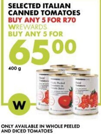 Woolworths Selected Italian Canned Tomatoes 400g offer