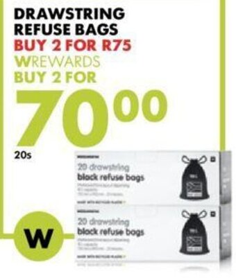 Woolworths Drawstring Refuse Bags 20s offer