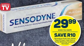 Pick n Pay Sensodyne Multi Care, Herbal, Clean & Fresh, Fresh Mint or Gentle Whitening Toothpaste 75ml offer