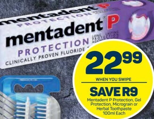 Mentadent P Protection, Gel Protection, Micrograin or Herbal Toothpaste