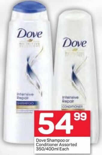 Pick n Pay Dove Shampoo or Conditioner Assorted 350/400ml offer