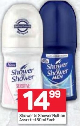 Pick n Pay Shower to Shower Roll-on Assorted 50ml offer