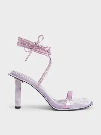 Charles & Keith Kiera metallic tie-around stiletto sandals - lilac offer