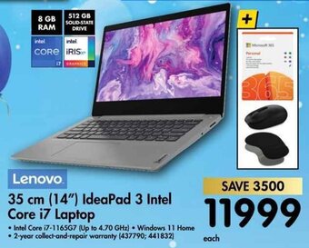 Lenovo 35cm (14") IdeaPad 3 Intel Core i7 Laptop
