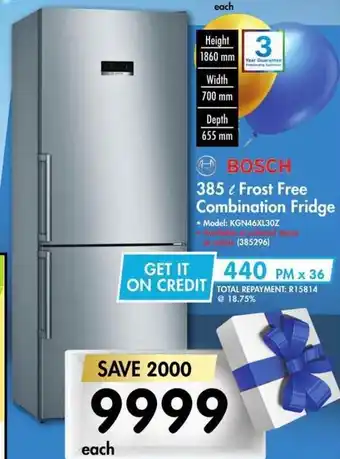 Makro Bosch 385L Frost Free Combination Fridge offer