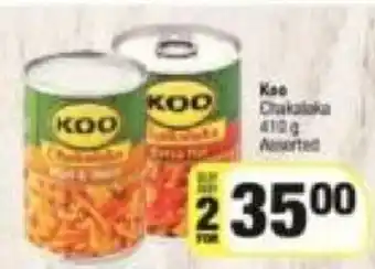Spar Koo Chakalaka 410g Assorted offer