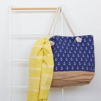 Anchor patterned beach bag - blue | small anchor