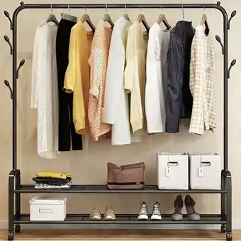 OneDayOnly 2x clothing rail with double tier shoe rack and hooks offer