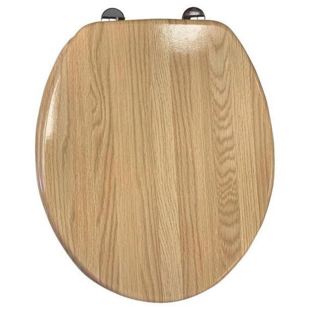 Mainstay 45cm light oak mould wood toilet seat fac201 offer at Game