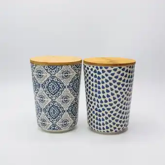 Whitehouse Tall round printed canister (with a bamboo lid) offer
