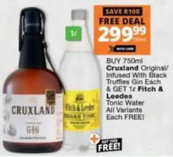 Cruxland Original / Infused with Black Truffles Gin & Fitch & Leedes Tonic Water all variants 1L