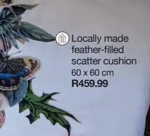 Locally made feather-filled scatter cushions 60x60cm