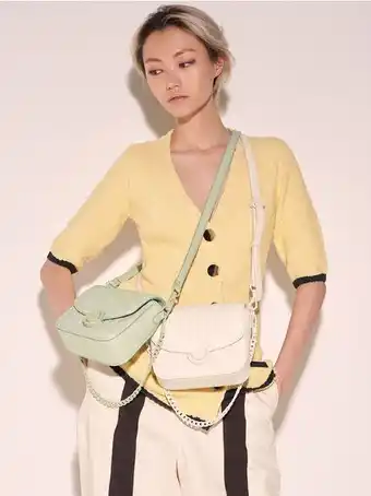 Charles & Keith Aurora metallic accent chain handle bag - mint green offer