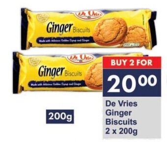 President Hyper De Vries Ginger Biscuits 2 x 200g offer