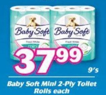 Cambridge Food Baby Soft Mini 2-Ply Toilet Rolls 9's offer