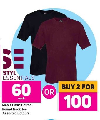 SE Styl Essentials Men's Basic Cotton Round Neck Tee Assorted Colours