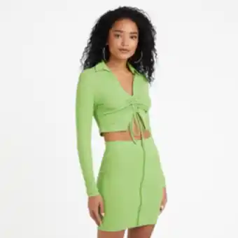 The FIX Women's lime co-ord mini skirt with front zip offer